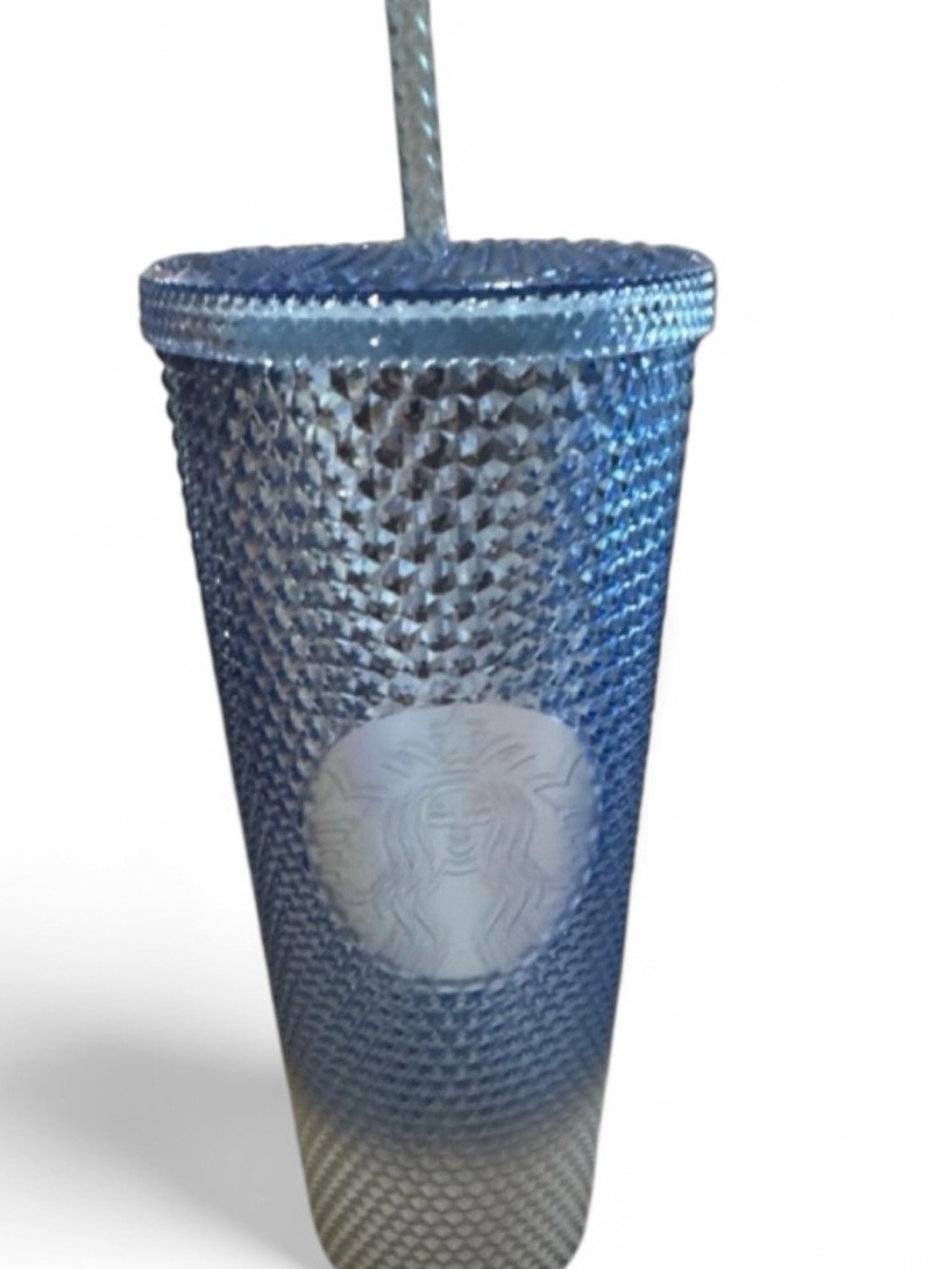 Starbucks holiday cup icicle Tumblr blue silver ombre 24 ounce studded